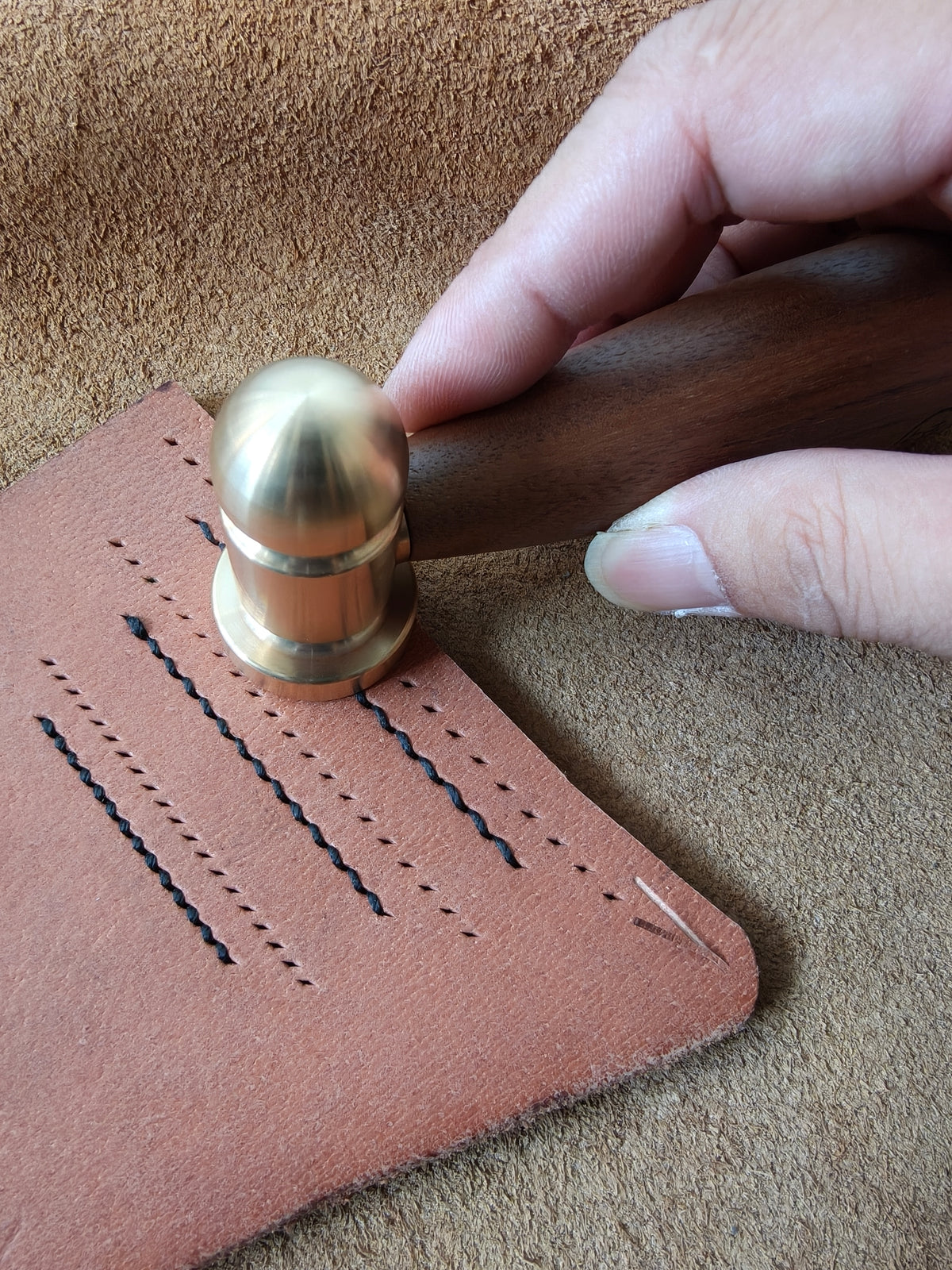 Short handle brass tapping hammer