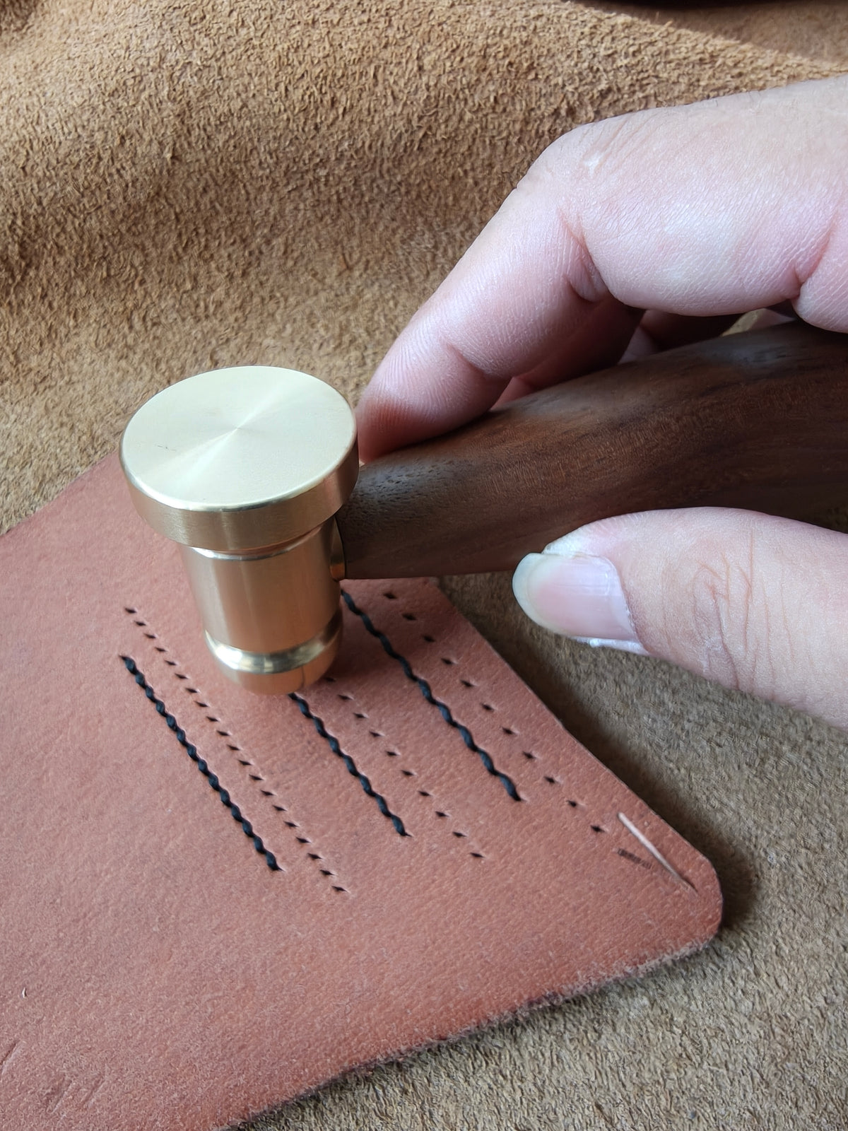 Short handle brass tapping hammer
