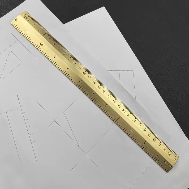 Brass ruler with Inch and CM
