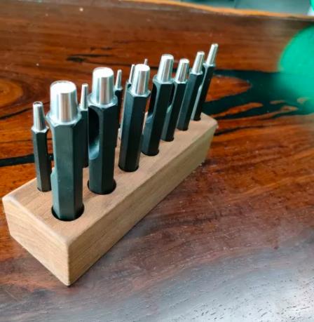Hexagonal Handle Black Round Hole Punch Set