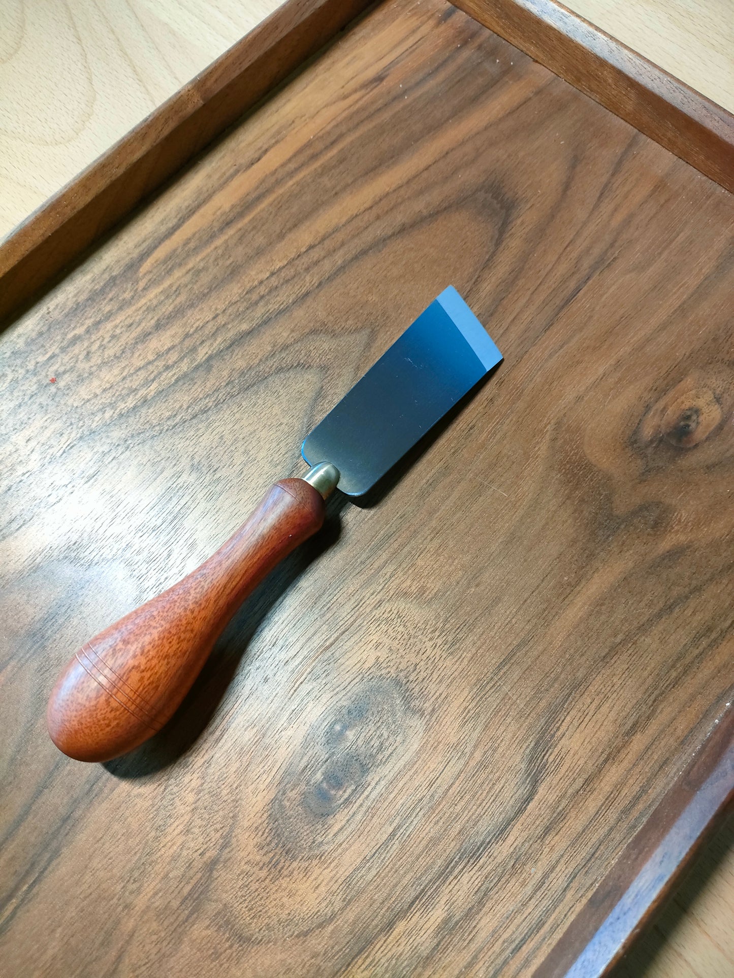 KL Rosewood Oblique straight Skiving Knife